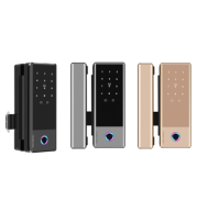 Tuya WiFi Smart Glass Door Lock, Bluetooth App Control, Fingerprint, Passcode, Zinc Alloy, Fits Glass Doors 10-15mm, OTA Updates, Black